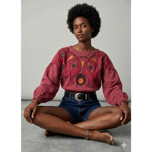 Anthropologie Maeve Embroidered Puffed Sleeve Sweater-AS SEEN ON Sweet Magnolias